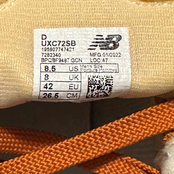 New Balance Cream and Orange Sneakers - Picture 4 of 4